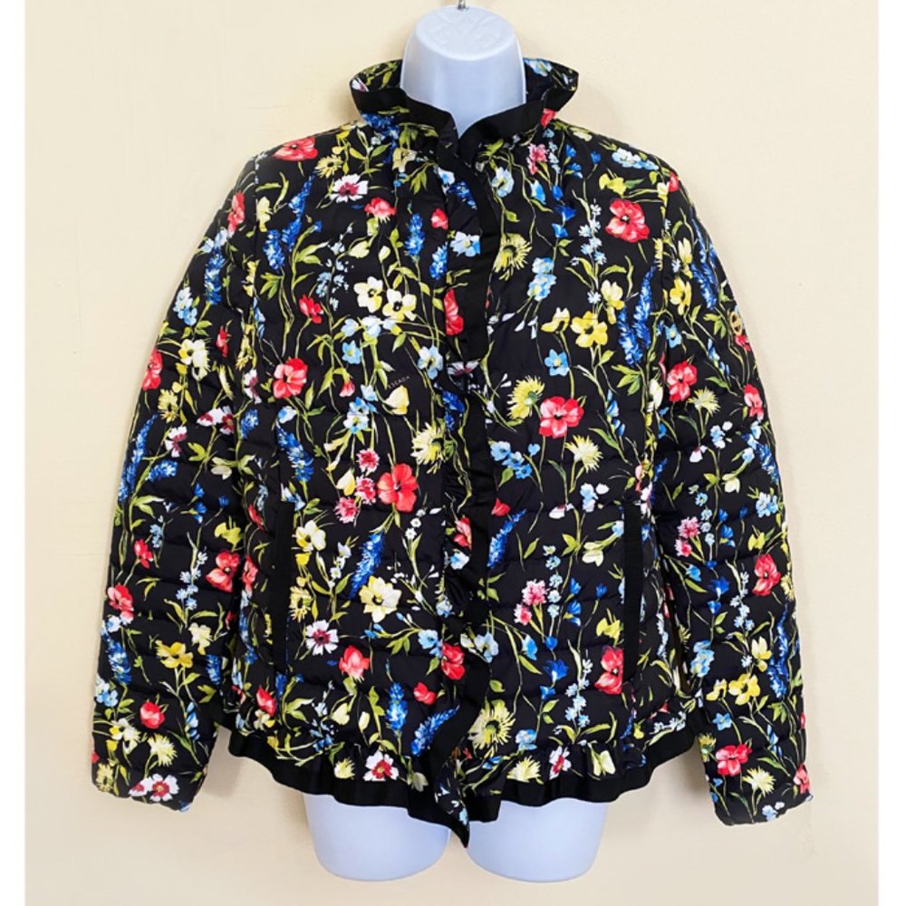 NWT ESCADA Floral Water Repellent Quilted Down Puffer Jacket Size 36 - Picture 1 of 10